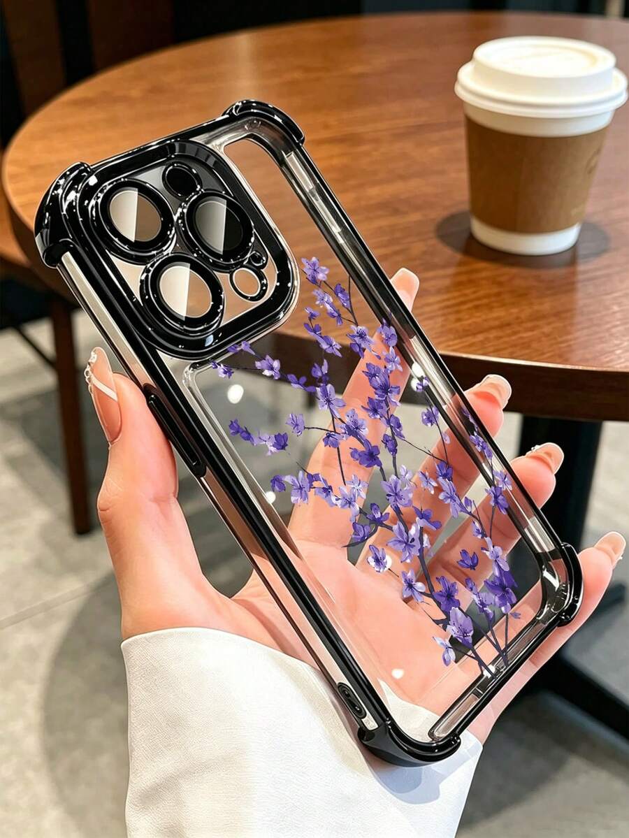 紫色梅花圖案 TPU 手機殼,電鍍防震,適用於 iPhone 17 Pro Max、17 Pro、16e、16 Pro、15 Pro、14、13、12、11、XS、XR。極簡時尚吸震軟殼,優雅設計,男女通用,適合送給朋友的聖誕節、情人節、復活節、婚禮季或生日禮物! - 黑色 - 查看 1