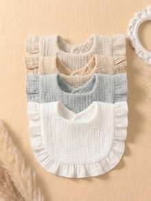 4pcs Pure Cotton Gauze Cute Baby Bibs, Soft Skin-Friendly Drool Cloth For Summer, Unisex For Boys And Girls, Suitable For Daily Use, Versatile - Multicolor - View 4