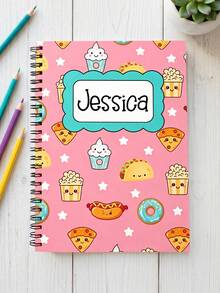 1pc Custom Name Spiral Notebook For Back To School, Personalized Cute Cartoon School Supplies, Back To School Study Notepad Gift For Classroom Writing Stationery Gift - Multicolor - View 9