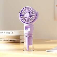 Minimalist Handheld Mist Fan - USB Rechargeable Small Fan, 4-Speed Wind + Mist Function, Suitable For Camping, Office, Business Travel, Outdoor, Makeup, Commuting Scenarios, Summer Fan, 3-In-1 Handheld, Neck-Hanging, Desktop Functions, Fans, Holiday Essentials - Multicolor - View 15