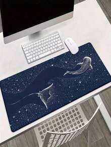 Mouse Pad Gamer Com Estampa de Fundo do Mar Tubarão Baleia - Visão 2