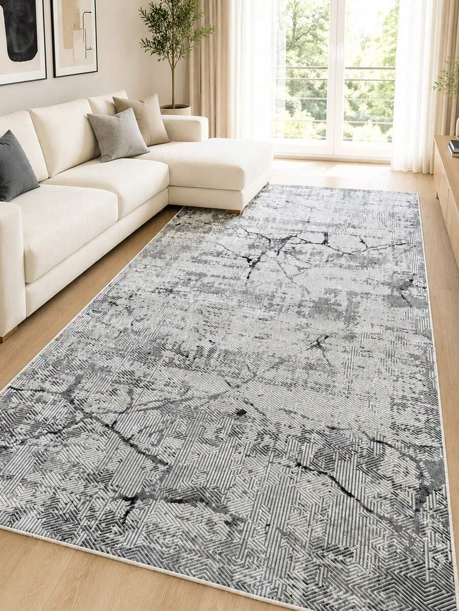 Alfombra moderna estampada Chilai Home, alfombra suave antideslizante para sala de estar y dormitorio, alfombra tipo pasillo, alfombra lavable para cocina, alfombra decorativa para el hogar, hecha en Turquía. - Gris - Ver 1