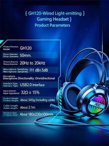 AOC GH120 Gaming Headsets With Microphone 7.1 Analog Channel 3D Surround Sound Noise Reduction Wired Over-Ear Headphone For PC Laptop - View 9