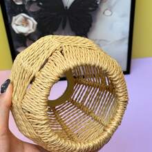 2pcs Bohemian Style Woven Rattan Pendant Light Shades - 5.89" X 5.51", Natural Beige Woven Design, Suitable For Home, Cafe And Tea House Decoration, No Electricity Or Battery Required, Woven Rattan Light Shades, Rattan Decorative Light Shades - Semicircle - View 9