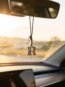 1 pieza Adorno colgante para el interior del coche con letra de corona de aleación de diamante, decoración para el espejo retrovisor del coche, colgante decorativo para el interior del coche - Unitalla - Ver 38