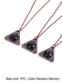 1pc Natural Stone Triangle Necklace For Men Healing Tiger Eye Obsidian Crystal Pendant Vintage Necklaces Energy Jewelry H905 - Necklace - View 10