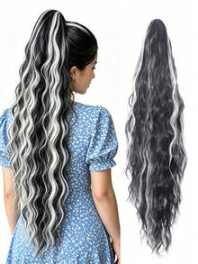Extensión de Coleta Ondulada Multicolor de 24 Pulgadas, Cabello Sintético Resistente al Calor para Mujeres, Aspecto Natural, Adecuado para Uso Diario y Peinado, Accesorio para el Cabello - Multicolor - Ver 29