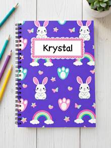 1pc Custom Name Spiral Notebook For Back To School, Personalized Cute Cartoon School Supplies, Back To School Study Notepad Gift For Classroom Writing Stationery Gift - Multicolor - View 12