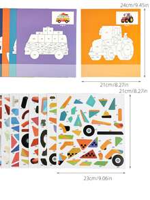 8合1兒童手工3D幾何拼貼藝術貼紙組,精細動作與專注力訓練,幼兒園創意教育玩具,DIY貼紙拼圖,可重複使用,拼貼裝飾藝術,聖誕節、萬聖節、生日禮物 - 彩色 - 查看 10