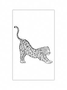 1 Sheet Men's Black Line Temporary Tattoo Stickers, Vintage Wild Leopard Animal Outline Pattern Waterproof Sweatproof Gothic Body Stickers For Arm, Thigh, Chest Party Decor - Black - View 3