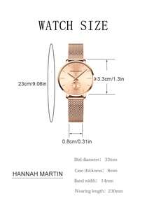 HANNAH MARTIN Exquisite Blue Women Watch Small Circular Second Hand,Fashion Waterproof Stainless Steel Mesh Strap Watch For Women,Suitable For Business&Dinner Wear - Round Small Seconds Hand Style - View 11