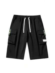 Men's Plus Size Summer Casual Fashion Cargo Pants, Outdoor Sports Couple Matching 3/4 Length Pants - Black - View 2