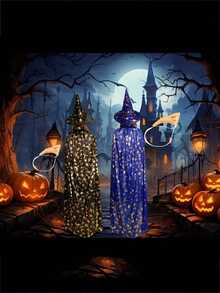 Best-Selling Christmas Hooded Cape - All Black Grim Reaper Demon Witch Long Cloak - Stage Makeup Performance Prop - Event Cosplay Prop - Suitable For Halloween, Christmas, Birthday Party And Other Occasions, Gift For Family And Friends - Multicolor 1 - View 3