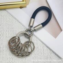 1 pieza Llavero de cuerda trenzada para hombre, cordón para llaves de coche, anillo de metal multifunción, colgante de llave de cerradura minimalista premium, herramienta de gestión de clasificación práctica y desmontable con múltiples anillos - Multicolor - Ver 9