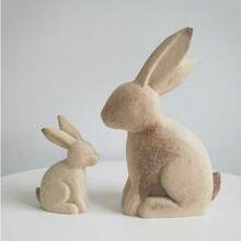 1 pieza Figura de conejo de madera desgastada impresa en 3D, adecuada para decoración de Pascua, conejo lindo en 2 tamaños - 1PC - Ver 6