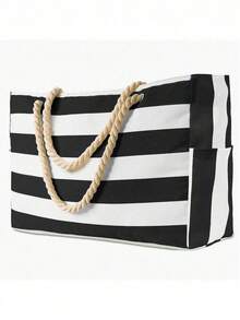 Beach Bags For Women Large Waterproof Beach Tote Bag Canvas Shoulder Bag Swim Pool Bag Casual Stripe Design Tote Bag Travel Essential Vacation - 彩色 - 查看 13