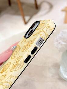 1pc Energetic Girl Style Line Drawing Ocean Shell Vacation Pattern Glossy 2-In-1 Film Full Coverage Hard Phone Case Compatible With Samsung/ 11/12/13/14/15/16/17 Pro Max - Multicolor - View 4