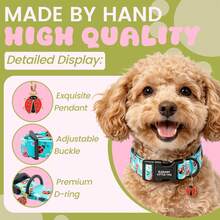 Elegant Little Tail Blue Dog Collar Cute Ladybug Print Fabric Pet Collar Adjustable Soft Pet Collar For Small Medium Large Dogs - Sky Blue - View 3