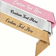1pc Customized Glitter Ribbon, Personalized Party Accessory, Suitable For Birthday, Wedding Party And Other Celebration Events, Printed Pattern - Multicolor - View 2