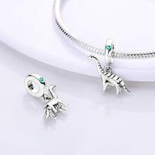 1pc Silver Plated Animal Series Forest Elephant Tiger Lion Dinosaur Zebra Sloth Rabbit Panda Pendant Beads Suitable For Bracelet Bangle Necklace Beads Suitable For DIY Jewelry Making Human And Nature Theme Beads - Silver - View 3