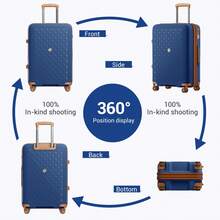 Carry On Suitcase Small 20 Inch Cabin Luggage Medium 24 Inch Large 28 Inch PP Hard Shell Expandable Lightweight TSA Lock Cup Holder 3 Piece Set Blue - Navy Blue - View 6