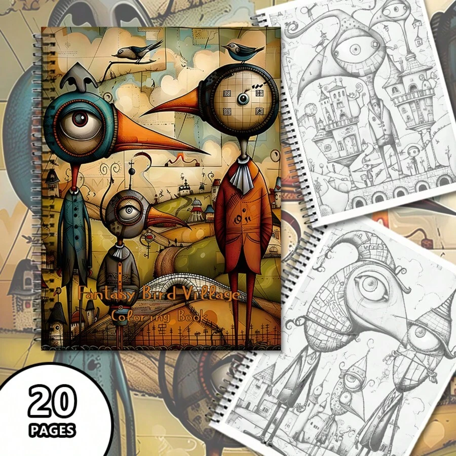 歡迎來到幻想鳥村 | 成人專屬塗色書 20頁精緻線條藝術 共創設計 | 深層療癒 減壓 逃離現實 顏色冥想 創意藝術系列,提升創造力,設計精美 - A4 - 查看 1