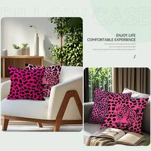 4pcs Pink Leopard Print Pillow Covers Without Inserts, Single-Sided Printed Pillow Covers, Suitable For Living Room Bedroom Home Decor, All Season Pillow Covers - Multicolor - View 5
