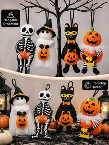 Halloween Ghost Pumpkin Pendant, Suitable For Halloween Decoration Party Scene Arrangement, Halloween Small Figurine Hanging Ornament, Suitable For Packaging Decoration And Table Centerpiece Decoration - Multicolor - View 5
