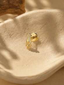 1 pièce Boucle d'oreille à tige en argent sterling 925 plaqué or, mini style vintage à pointe de balle, avec dos à vis sécurisé, bijou simple pour piercing de cartilage, pour oreilles sensibles, cadeau - Doré - Voir 5
