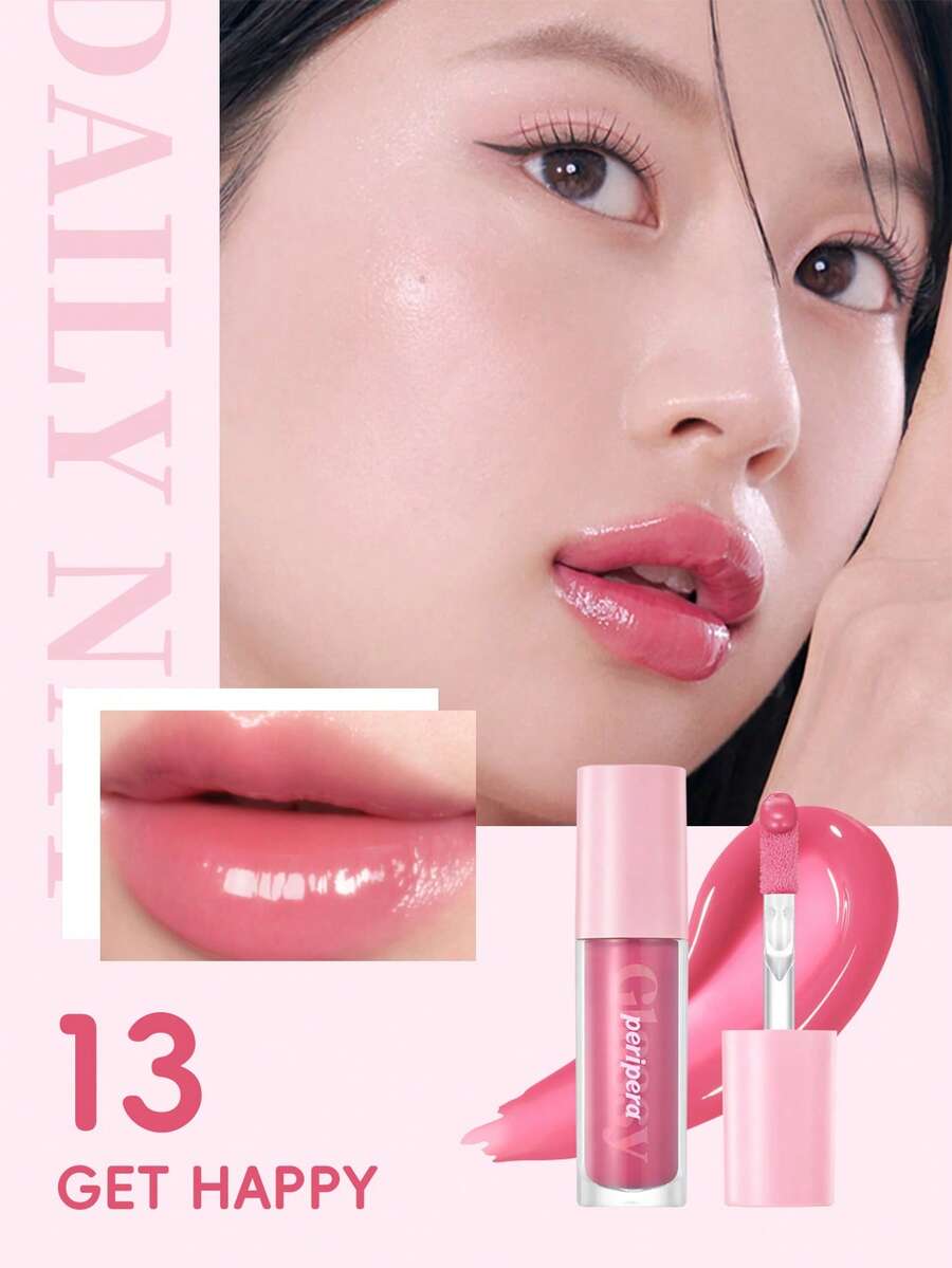 PERIPERA Ink Glasting 玻璃唇釉 #13 Get Happy 1支 4.5ml,亮麗兔粉色 水潤玻璃光澤 不黏膩 春夏活力妝容唇彩 - 013 變開心 - 查看 1
