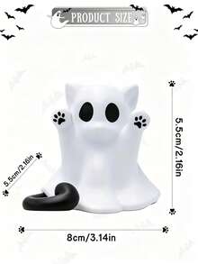 Halloween Ghost Statue Resin Cute Ghost Sculpture Halloween Table Decoration Small Mini Ghost Cat Statue Suitable For Home Office Holiday Desk Display Decoration - Ghost Cat - View 4