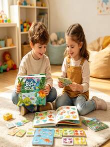 1pc Reusable Interactive Children Learning Cognitive Busy Book With Animal And Letter Matching Stickers, Enhances Hands-On Ability And Development, Teacher Supplies. Montessori Toys. Best Gift For Kids. - 彩色 - 查看 2