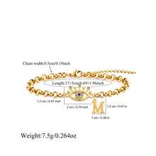 1pc New Classic Initial Eye Pendant Golden Stainless Steel Chain Bracelets For Women - Yellow Gold - View 2