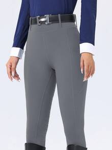 ROYALS MATTINI Women Equestrian Clothing, Horse Riding Pants, Breeches Pants, Equestrian Riding Breeches, Full Seat Riding Breeches, Women's Riding Pants With Full Seat Silicone Anti-Slip, Riding Leggings With Pockets, Suitable For Horse Riding And Equestrian Sports - Dark Grey - View 7