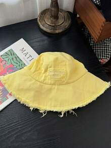 女款水洗做舊字母貼布設計漁夫帽，戶外海灘旅行休閒遮陽帽 - 彩色 - 查看 8