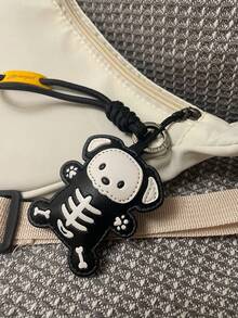 Skeleton Animal Bag Charm Keychain, Black And White Zinc Alloy Key Ring, Gothic Style Backpack Pendant, INS Style Handbag Accessory, Halloween Gift - Multicolor - View 4