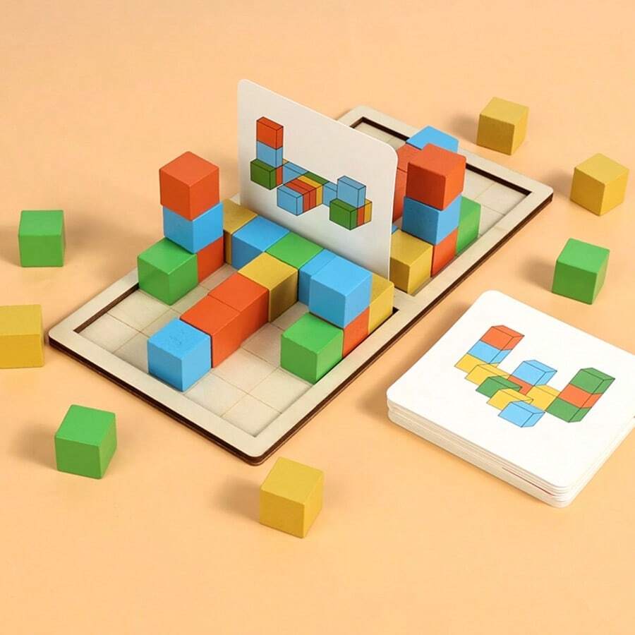 Battle Blocks Game, 1 Set Boxed Wooden 2-Player Free DIY Creative Number Shape Educational Desktop Toy, Double-Sided Stepped Challenge Cards, Supports Number Array Reasoning And 3D Spatial Scene Assembly Dual Gameplay, Cultivates Children's Spatial Imagination And Creativity, Comprehensive Intellectual Development, Parent-Child Interaction, Classroom Teaching First Choice, Birthday, Halloween, Christmas Gift For Girls And Boys - Multicolor - View 1