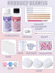 Taba Kit 100ml DIY 手作套組，含 3 個矽膠模具，適合 DIY 手工藝與珠寶製作，初學者理想選擇，教室獎勵、派對禮物 - set - 查看 7