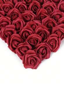 30/50pcs Burgundy Artificial Roses, Foam Fake Flowers, Used For Decoration, Suitable For Outdoor Wedding Decor, Room Decor, Home Decor, Birthday Gift, Bouquet Centerpiece, Holiday Gift - Burgundy - View 1