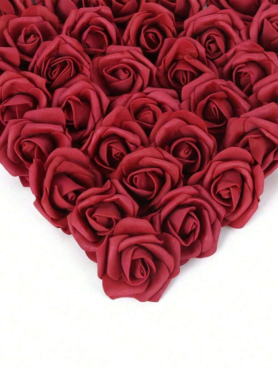 30/50pcs Burgundy Artificial Roses, Foam Fake Flowers, Used For Decoration, Suitable For Outdoor Wedding Decor, Room Decor, Home Decor, Birthday Gift, Bouquet Centerpiece, Holiday Gift - Burgundy - View 1