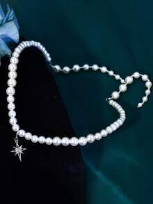 1pc Elegant Faux Pearl Headband, Bridal Accessory For Wedding Dress, Versatile For Daily Wear, Women's Party And Holiday Hair Accessory - Silver - View 3