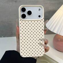 Phone Case - Black Polka Dot Pattern Lychee Grain Phone Case Suitable for Apple  17 16 15 14 13 12 11 Plus Pro Max Series Phone Case Personalized Ins Style Protective Case Fashion Phone Case Easy Protection Cute Pictures - Weiss - Übersicht 5