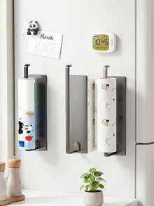 1pc Magnetic Paper Towel Holder, Wall-Mounted Paper Towel Rack, Cling Film Rack, Fridge Side Storage Rack, Towel Bar, No Drill Wall-Mounted Towel Rack For Kitchen, Bathroom, RV - Holds Rolls,Sleek Style, Durable Material - Multicolor - View 12