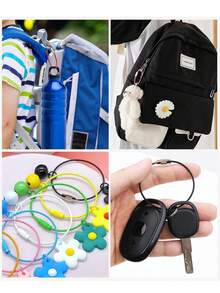 10pcs Candy Color Steel Wire Rings, DIY Keychain Jewelry Accessories, Sweet Ins Style Key Ring Pendant Buckle, Suitable For Girls - Colored Steel Wire Rings - View 6