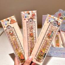 1pc 30cm Capybara Folding Ruler, Capybara Liquid Sand Straight Ruler, Student Stationery Drawing Ruler - Multicolor - View 2