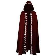 Medieval Renaissance Style Five-Color Large Hooded Cloak, Halloween Priest Cloak, Retro Style - Medieval Printed Cloak Green - View 5