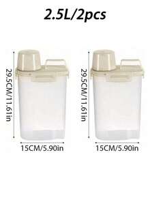 1pc/2pcs Leak-Proof Airtight Storage Canisters - Pest-Proof Portable Square Containers For Rice, Grains, Nuts And Flour | Kitchen Essential Storage, Suitable For Kitchen, Summer Beach Party, Food, Camping, Organization, Room Decor, Kitchen Supplies, Food Storage Containers - Off White - View 10