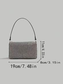Bolso de mano tipo clutch rectangular mini para mujer, cubierto totalmente de strass, con malla de cristales brillantes tipo diamante, bolso de hombro de noche - Multicolor - Ver 7