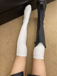 1 Pair Women's Over-The-Knee Socks - Elastic Thin Long Socks, Solid Color Knee-High Socks, Long Socks, Suitable For All Seasons, Outdoor Casual - Transparent Socks, Shoes, Boots, Over-The-Knee Boots, Loose Socks, Office Casual Wear, Sandals, White Socks, Women's Office Casual Wear, Socks > Transparent, Summer Boots, Over-The-Knee Boots, Over-The-Knee Socks, Leg Warmers, Summer Socks - Multicolor - View 4