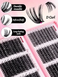 570 Pestañas Postizas Rizadas Tipo D de Gran Capacidad, Densidad Mixta 30D-100D Adecuadas para Principiantes en Extensión de Pestañas Postizas DIY, Fáciles de Usar, Suaves y Naturales, Adecuadas para Diferentes Tipos de Ojos, Maquillaje de Pestañas de Alta Capacidad, Pestañas, Pestañas Postizas - D - Ver 6